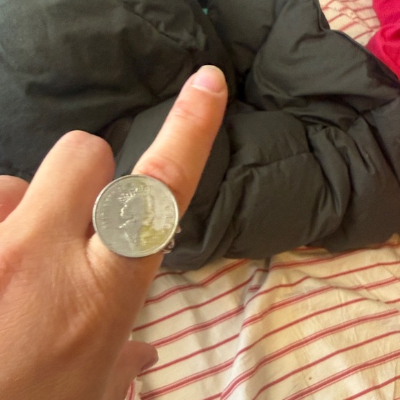 Silver Coin Ring - Simple Stackable Band - Picture 4 of 5